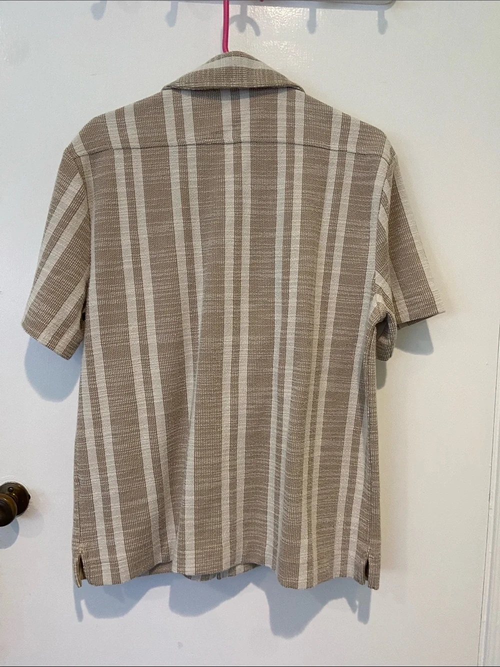 Banana Republic Beige & Cream Striped Knit Shirt Jacket